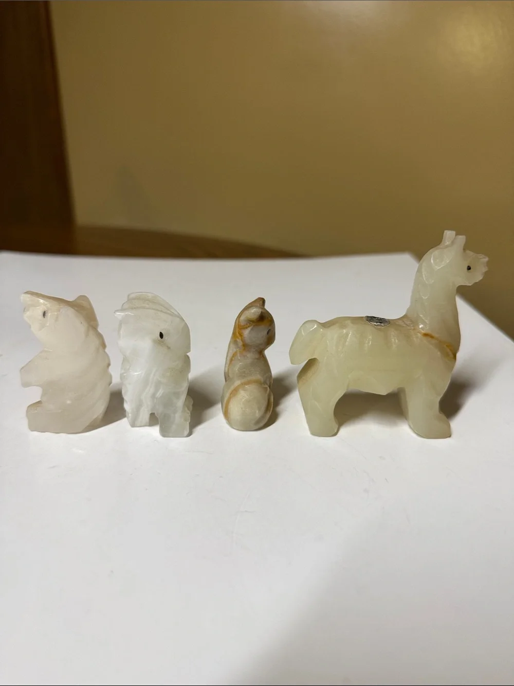 Onyx Stone carved Pet Figurines - Mixed Cream & Brown set of 4